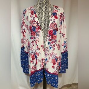 Pioneer Woman Kimono Cardigan XXL/XXXL Silky Floral Open Front Outfit Topper EUC
